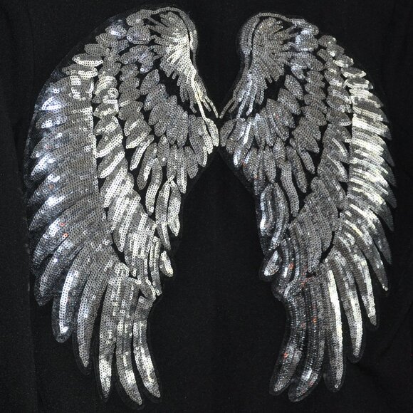 Custom Vanity Fair Black Blazer Jacket w/ Silver Sequin Applique Angel Wings 6 - Picture 8 of 8
